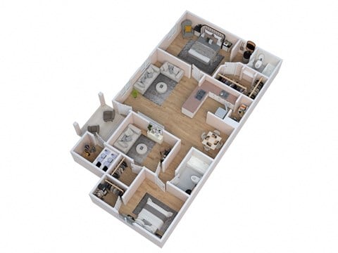 Floor plan for 3 beds, 2 baths, 1300 sqft